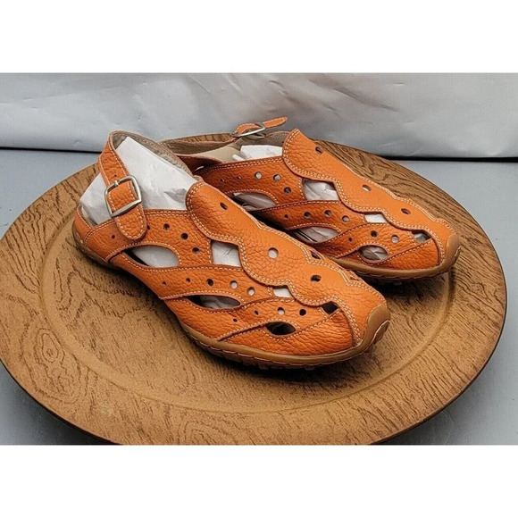 Bernie Mev Women's Orange Sandal Size 37EU / 6.5 US Slip-On Flats - Picture 2 of 14